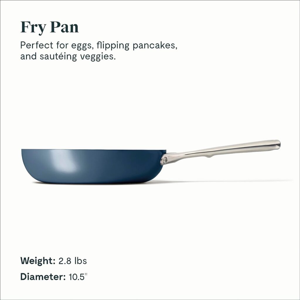 Caraway Nonstick Ceramic Frying Pan (2.7 qt, 10.5) - Non Toxic, PTFE  PFOA Free - Oven Safe  Compatible with All Stovetops (Gas, Electric  Induction) - Cream
