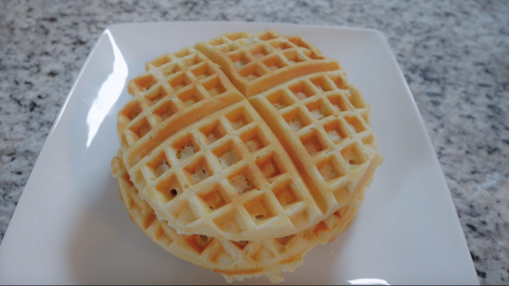 Golden homemade waffle on a plate, better than Waffle House